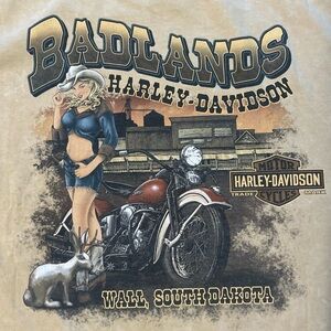 Vintage Harley-Davidson Badlands South Dakota Cowgirl Tee 2XL